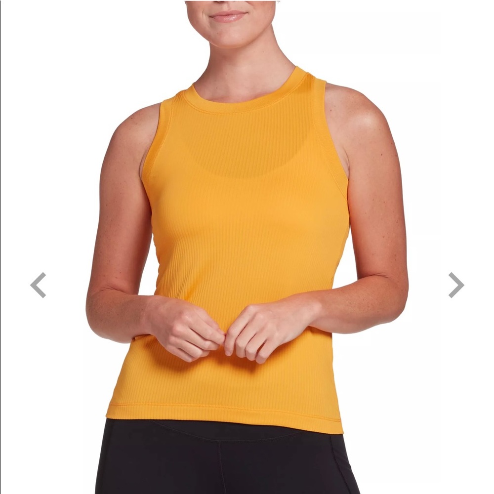 CALIA by Carrie Underwood Ribbed Tank Top in Mustard Yellow